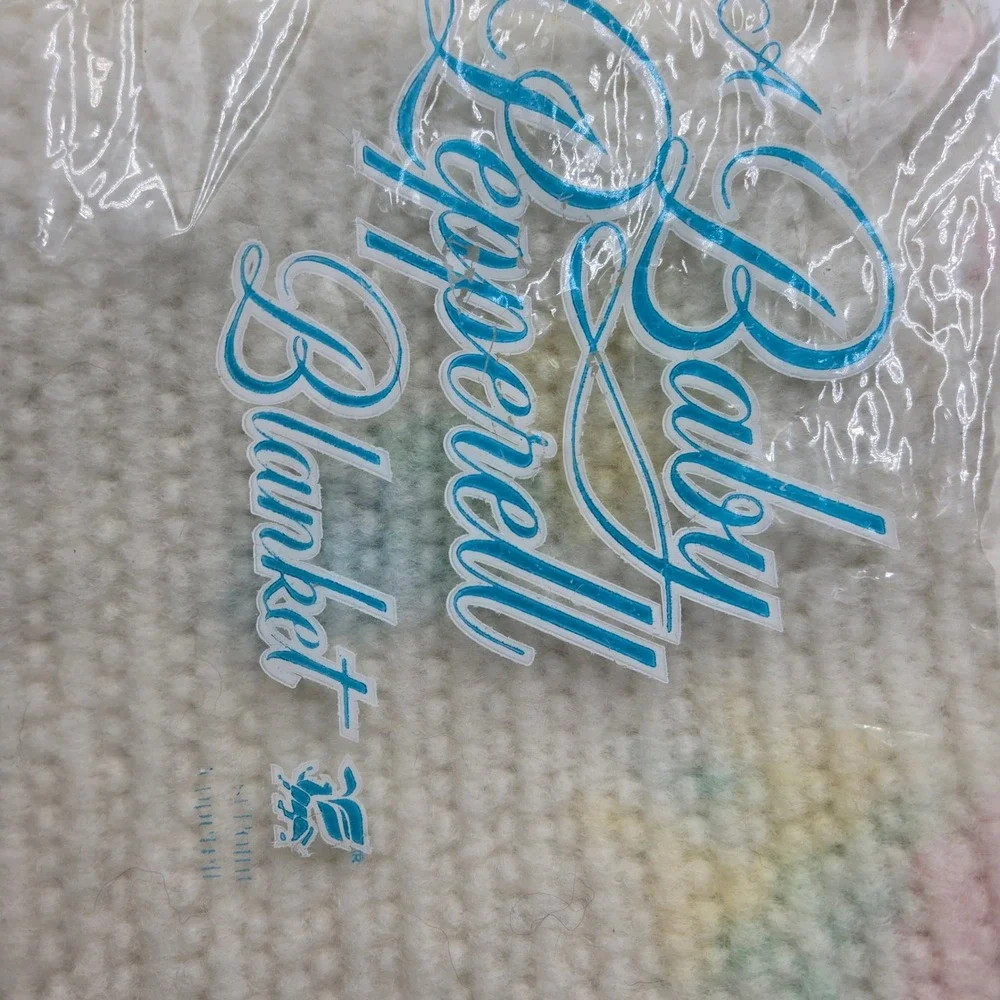 Vintage Baby Pepperell Blanket Pastel Floral Thermal Weave Satin Trim 36